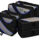 BAGAIL 6 Set Packing Cubes,Travel Luggage Packing Organizers (The Black/Blue)