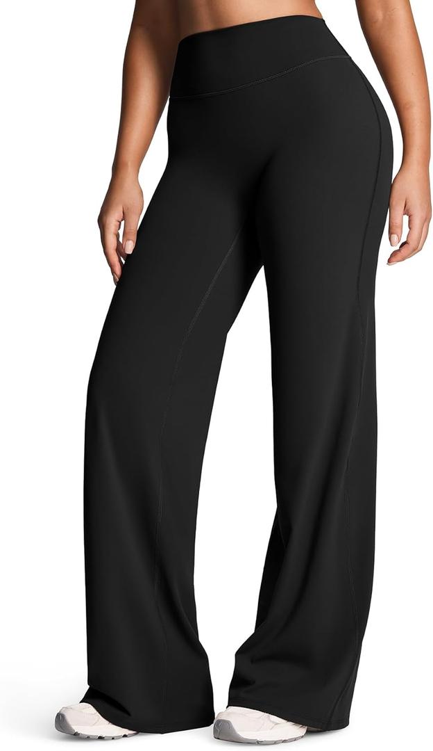 Aoxjox Women's Workout Athlenza Straight Leg Bottoms High Waist Lumastretch Gym Yoga Pants 31" Inseam (for 5'0"-5'4" height), X-Small, Black