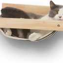 FUKUMARU Hammock Wall Mounted Cat Beds and Perches, Wooden Kitten Walls Furniture, Stable Cats Shelves for Sleeping, Playing, Climbing, and Lounging, Black Stripe