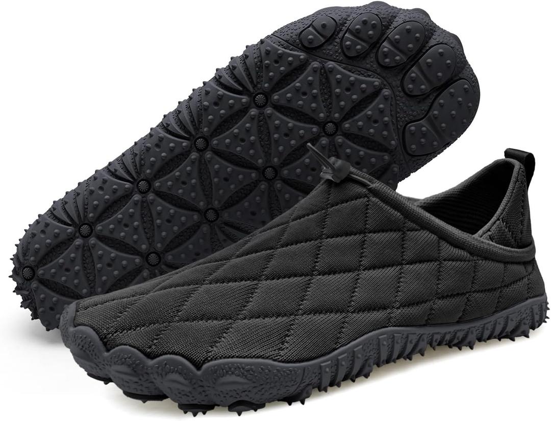 WateLves Barefoot Water Shoes Women Men Breathable Wide Toe Slip On Beach Walking Shoes Comfortable Travel Minimalist Zero Drop Sneakers (Black, 38)