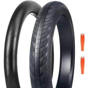 1/2 Pack 20/24/26x3.0 Fat Bike Tires ebike Tires with Tubes MTB Heavy Duty Wear-Resistant E-Bike Mountain Snow Bike Tire 20/24/26 x 3 Fat tireBlack