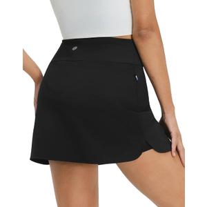 M MAELREG Womens Tennis Skirt High Waisted Athletic Mini Lined A Line Skort with 3 Pockets Nylon Stretchy Workout Golf Skirt (Black, XL)