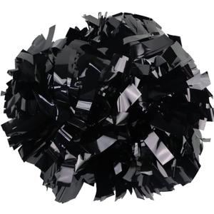 2 PCS Metallic Cheerleading Pom Poms with Baton Handle, 6 Inches Cheerleader Pom Poms, Cheer Pom Pom Cheerleading Poms for Kids Adults Team Spirit Sports Dance Cheering