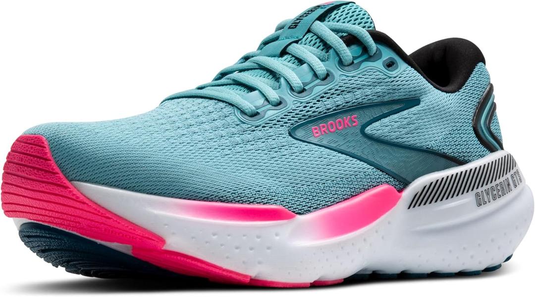 Brooks Womens Glycerin GTS 21 Supportive Running Shoe (9.5, Moroccan Blue/Aqua/Pink)