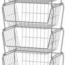 PUSDON Stackable Metal Storage Carts, Dual Use Shelf for Kitchen Fruit Vegetable Baskets with Wheels, Storage Rack for Living Room, Home & Office, Standard White 4 Tiers, 2 Pack