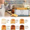 Plum chef 4-Slice Toaster with Light Strip, Extra Long Slot Toaster, 7 Browning Settings, Defrost/Reheat Functions, Removable Crumb Tray, Stainless Steel Housing, Anti-Jam & Self-Centering