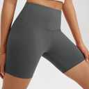 ODODOS High Waist Workout Shorts for Women Tummy Control Workout Gym Athletic Biker Shorts-6" Inseam, Charcoal, Medium (Gray, M)