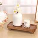 Wood Riser Small Decorative Tray Sink Soap Dish, Vanity Tray Pedestal Stand 8.7 x 3.6 inches (Light Brown)