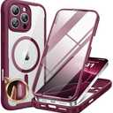Miracase for iPhone 16 Pro Max Case 6.9'', [Bubble Free] Full-Body Bumper Phone case with Built-in Full Glass Screen &Lens Protector,Compatible with MagSafe,Drop Proof 16 Pro Max Cover,Plum