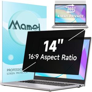 360° Laptop Privacy Screen 14 Inch 16:9, 4 Way Computer Monitor Privacy Shield, Matte Anti Glare Blue Light Privacy Filter Compatible with Lenovo Hp Dell Acer Asus Thinkpad Envy Xps