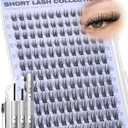 Geeneiya Natural Lash Clusters Kit Short Eyelash Clusters Kit 10-12-14MM Wispy Cluster Lashes C Curl Cluster Eyelash Extensions Clean Girl Makeup Lash Extension Kit with Waterproof Lash Bond and Seal