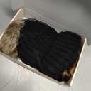 REECHO Warm Knitted Beanie Wig With 12" Beach Wavy Hair Extension - Synthetic Hairpiece for Women - Black Hat, Deep Brown With Highlights