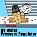 SheeChung RV Water Pressure Regulator, Brass Lead-Free Adjustable Water Pressure Reducer with Gauge, Tool-Free Hand-Turn 0-160 PSI, 3/4" GHT for RV, Camper, Trailer, Garden Hose