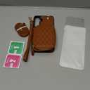 Phone Case for Samsung Galaxy S24 Plus S24+ 5G Wallet Cell Cover with Tempered Glass Screen Protector Wrist Crossbody Strap RFID Blocking Card Holder S24Plus 24S + S 24 24+ SM-S926U Women Girls Brown