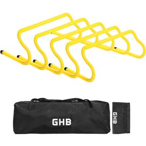 GHB Agility Hurdles 8" Speed Agility Training Hurdles, Detachable Sturdy Hurdles Training Equipment Set with Carry Bag for Kids,Athletes,Soccer,Basketball (5 Pack-Yellow)