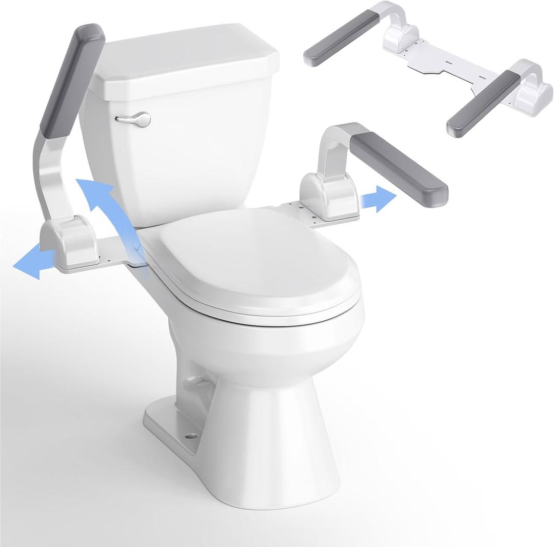 ZEAGUS Width Adjustable Toilet Safety Rails - 500lb Heavy Duty Toilet Safety Frame, Grab Bars, 60 Adjustable & Space-Saving Toilet Assist Arms for Seniors, Disabled, Elderly, Mobility-Impaired