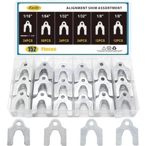 152 Pieces Auto Alignment Body Shims 1/16" 1/64" 1/32" 1/8" Car Alignment Shims Spacers Assortment Kit
