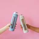 Ello Syndicate 20oz Reusable Glass Water Bottle with One-Touch Leak Proof Flip Lid, Protective Non-Slip Silicone Sleeve, Carry Loop for Coffee, Tea and Water, BPA-free, Dishwasher Safe, Sand