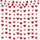 Fuyoooo 10 Pack 130ft Glitter Red Holographic Heart Party Garland Asymmetrical Love Hanging Banners for Birthday Wedding Decorations Mothers Day Bachelorette Bridal Shower Engagement