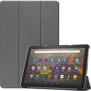 for Amazon All-New Kindle Fire HD 10&10 Plus Tablet Smart Cover, Ultra Slim Folio Stand Sleep/Wake Up Function Leather Case for All New Fire HD10 11th Generation(2021 Release)(Grey)