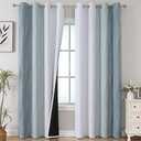 Estelar Textiler Stone Blue and Greyish White Blackout Curtains 84 Inches Long,Full Room Darkening Grommet Curtains for Bedroom,Thermal Insulated Ombre Blackout Drapes for Living Room,52Wx84L,2 Panels