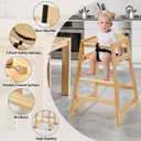 2 Pack Wooden High Chairs for Babies and Toddlers, Restaurant-Style Stackable High Chair with Commercial Grade Solid Wood for Dining Table & Kitchen, Easy to Clean Baby Booster Seat - Natural