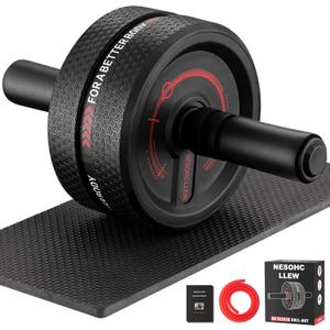 Upgraded Ab Roller Wheel. Abdominal Training Roller for Men/Women, Abdominal Wheels Widened to 3.4 ", Rubber Tread of The Abdominal Wheel Upgraded, Max Weight 490 lbs (Black and Red)