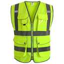 JKSafety 9 Pockets Class 2 High Visibility Zipper Front Safety Vest With Reflective Strips, Yellow Meets ANSI/ISEA Standards (Large, Yellow)