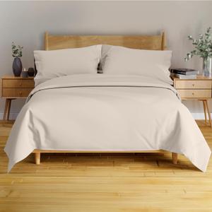 BAMPURE Queen Sheet Set - 100% Pure Viscose derived from Bamboo - Super Soft, Cooling Sheets for Hot Sleepers - Up to 16'' Deep Pocket Queen Size (Beige, 4 Pieces)