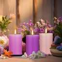 Conelist Set of 6 Gradient Pink Purple Small Pillar Candles 2 x 3 Inch Unscented Colored Votive Candles for Wedding Holiday Church Dinner Table Home Decor