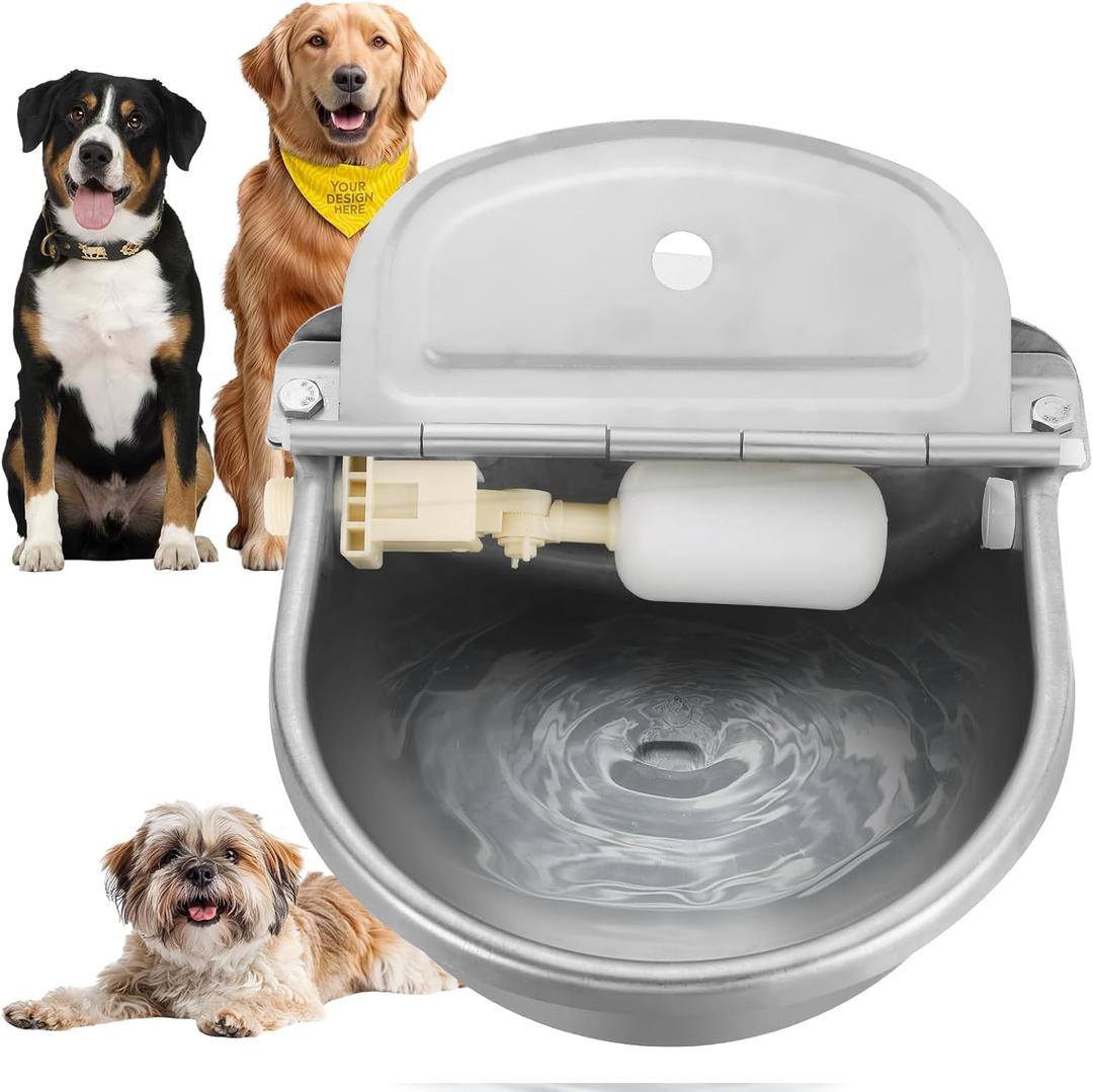Automatic Animal Drinking Water Bowl, Stainless Steel Water Troughs for Livestock Water Dispenser for Horse,Goat,Pig,Dog Pet Feeder (Without Drainage Hole)