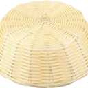 20 Pack Wicker Bread Basket, 7.8 Inch Handwoven Round Plastic Wicker Bread Baskets Bulk Small Food Serving Baskets for Kitchen, Bakery, Party and Christmas, Beige