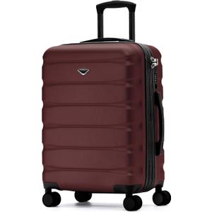 Flight Knight 24x16x10 Expandable Carry On Suitcase Hardside TSA Lock USB C Lightweight Luggage Silent Double Spinner Wheels Maximum Overhead Carry-On Bag For Virgin South West Approved Burgundy