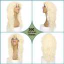 Blonde 80s Wigs for Women and Men Long Curly 80s Rocker Punk Mullet Cosplay Wig for Men and Women Halloween Costumes Party Wigs 1.0 Count