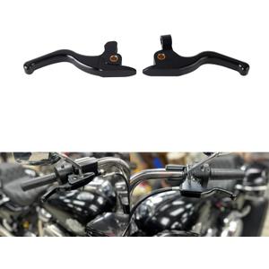 3 Finger 5.9" CNC Shorty Hand Control Lever Kit Brake Clutch Levers Fit for Harley Touring Electra Glide, Road Street Glide, Road King, Tri Glide CVO/SE 2017-2020 (Black)