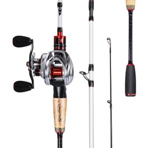 Sougayilang Baitcaster Combo, 2Pcs Fishing Rod and Reel Combo, Medium Heavy Fishing Pole with Baitcasting Reel Combo (5.9 FT-MH-Fast-Rod, B: Pearl White-Left Handed Reel Combo)