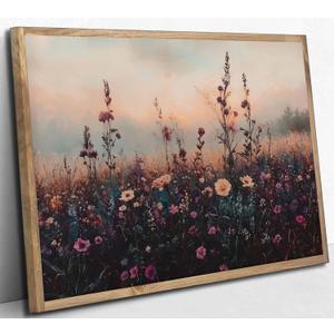 Moody Wildflowers Canvas Wall Art Retro Autumn And Summer Flowers Autumn Dark College Painting Picture Wall Decor Retro Wildflowers Posters Print Artwork For Living Room Bedroom Office Unframed