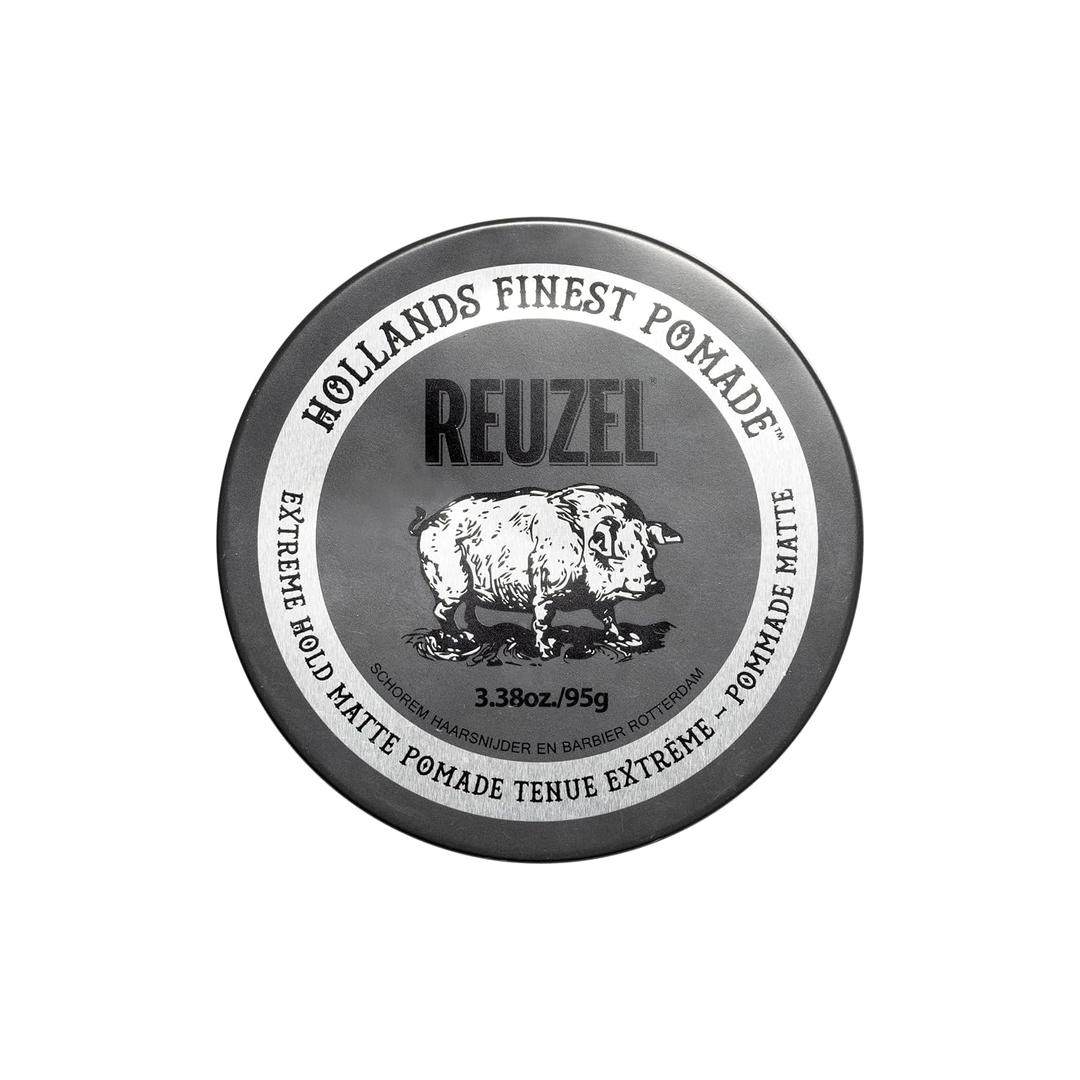 REUZEL Extreme Hold Matte Pomade, Strongest All Day Hold, Water Soluble Styling, Matte Finish & Flake Free, Easy To Wash Out, For All Hair Types