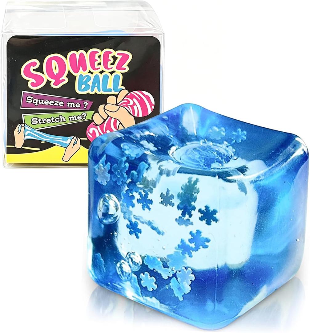 2 x Squeeze Stress Ice Cube, Squeeze Toys Ice Cube for Kids Adults Squishies Stress Relief, Sensory Toys for Kids with Autism, Fidgets for Classroom Prize Toys
