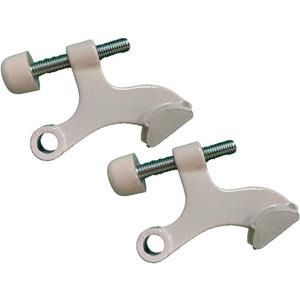 QCAA Hinge Pin Door Stopper, Zinc Die Cast, White, with White Rubber Bumper Tip, 2 Pack, Made in Taiwan
