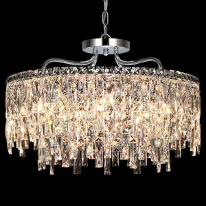 Luxury Crystal Chandelier, 24" Modern Round Dining Room Chandeliers Over Table8 Lights Chrome Ceiling Pendant Ceiling Lighting for Living Room Bedroom Entryway Foyer Staircase