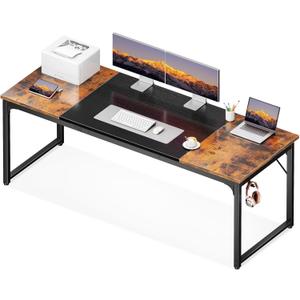 Coleshome 71 Inch Computer Desk, Modern Simple Style Desk for Home Office, Study Student Writing Desk, Vintage and Black