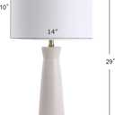 JONATHAN Y 29" Cream Modern Ceramic Column Table Lamp with Brass Gold Base, Elegant Bedside Lamp for Living Room Bedroom Nightstand, White Linen Shade, LED Bulb Included JYL3046A