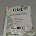 QiyI Small Stall Shower Curtain 36 x 72, Narrow Half Watercolor Floral Bath Curtain, 3D Embossed Blue Yellow Flower Cloth Bathroom Curtain, Waterproof Fabric White Shower Curtain Set with Hooks