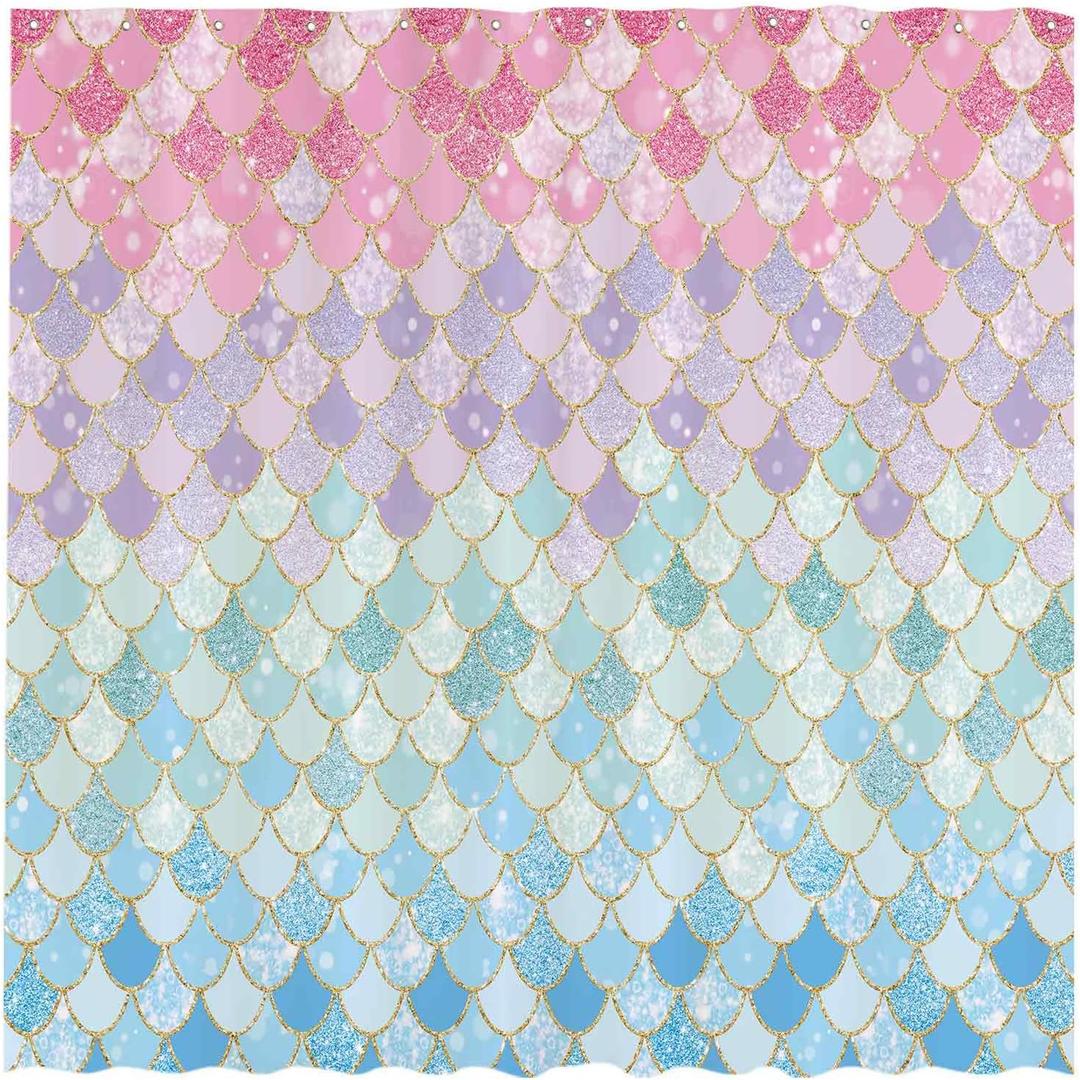Allenjoy 72"x72" Mermaid Scales Shower Curtain for Bathroom Ocean Under The Sea Pink and Blue Girl Home Bath Decors Durable Waterproof Fabric (NO Glitter) Machine Washable Allenjoy 72"x72" Mermaid Scales Shower Curtain for Bathroom Ocean Under The Sea Pink and Blue Girl Home Bath Decors Durable Waterproof Fabric (NO Glitter) Machine Washable