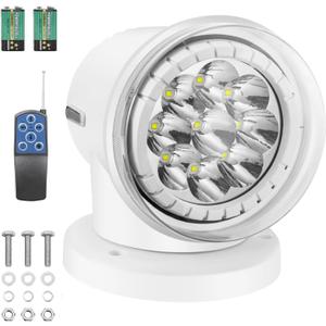 Magnetic LED Spotlight for Truck, Wireless Searchlight for Boat Marine 60W 6000lm Hunting Searching 360 Rotating 6000K White LED Searchlight 12V 24V, 6 Strong Magnets Built-in for Boat Car Truck