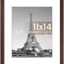 upsimples 11x14 Picture Frame, Display Pictures 8x10 with Mat or 11 x 14 Without, Wall Hanging Photo Frames, Brown, 1 Pack