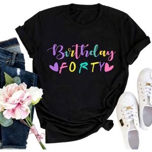 40th Birthday Gift T-Shirt Women Vintage 1986 Birthday Party Shirt Casual Short Sleeve 40 Bday Shirt Tee Tops (As Show,XL) (XL)