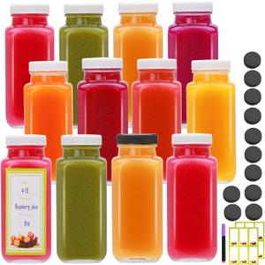 Brajttt Juice Bottles With Caps 8 oz,Glass Juicing Bottles Reusable,12 Pack Water bottles for Milk,Juice,Tea,Water,Honey,Jam,Kombucha,Honey,Portable Travel Bottle