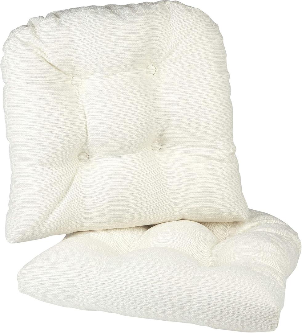 Klear Vu Gripper Overstuffed Universal Non-Slip Dining Chair Cushions for Kitchen Decor or Office Use, U-Shaped Skid-Proof Seat Pad, 17x17 Inches, 2 Count (Pack of 1), Solid Ivory